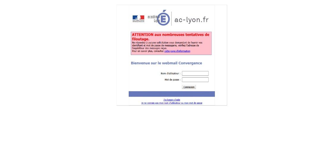 interface du webmail de l'académie de lyon