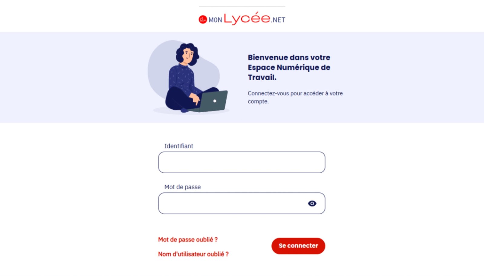 psn monlycee net : capture d'écran de la page de connexion