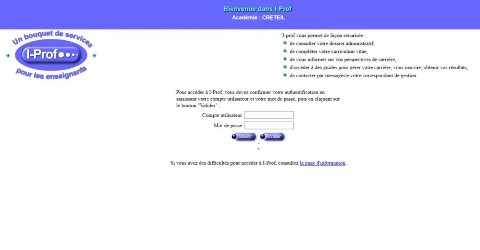 iProf Créteil Connexion