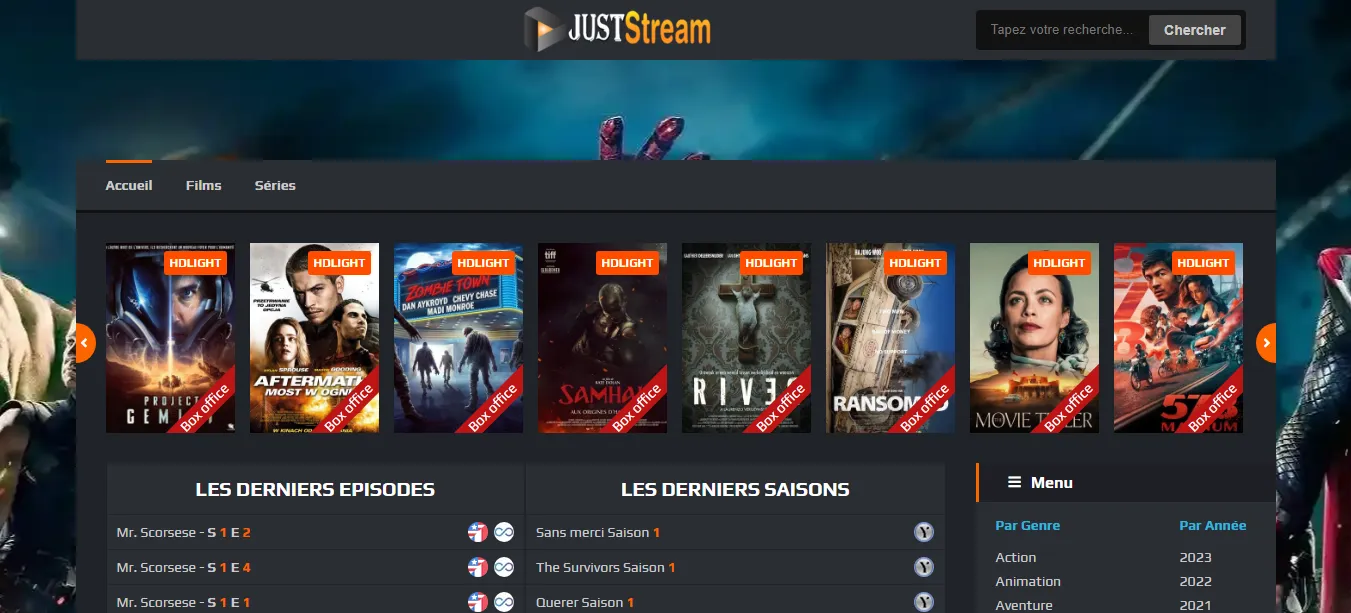 Interface de JustStream