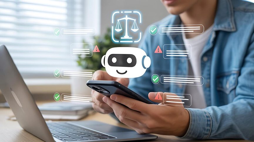 Gros plan sur une interface de chat montrant un message d'erreur ou une réponse standardisée sur un écran de smartphone