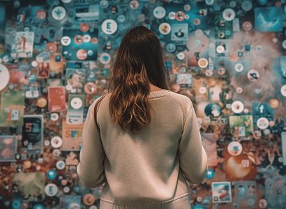 Young adults in cityscape use technology daily generated by artificial intelligence